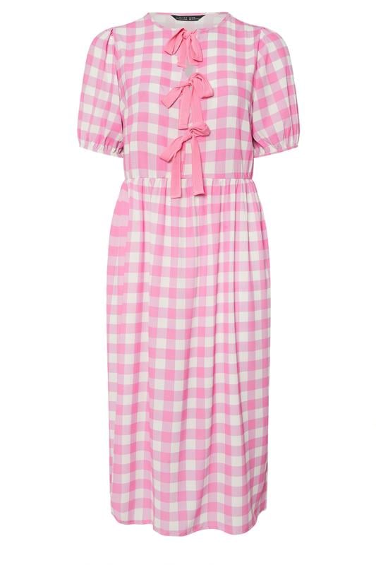 LIMITED COLLECTION Curve Pink Gingham Bow Tie Front Dress