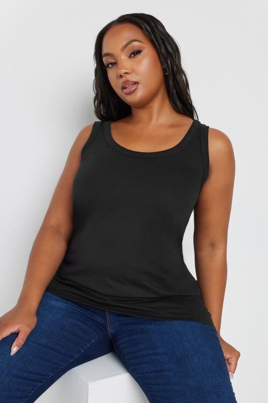 YOURS 3 PACK Curve Navy Blue & Black Core Vest Tops