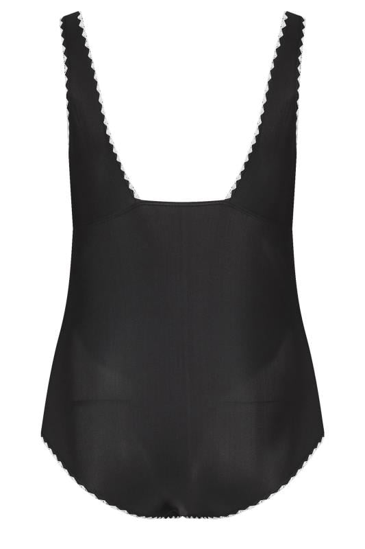 YOURS Curve Black Contrast Blanket Stitch Plunge Swimsuit