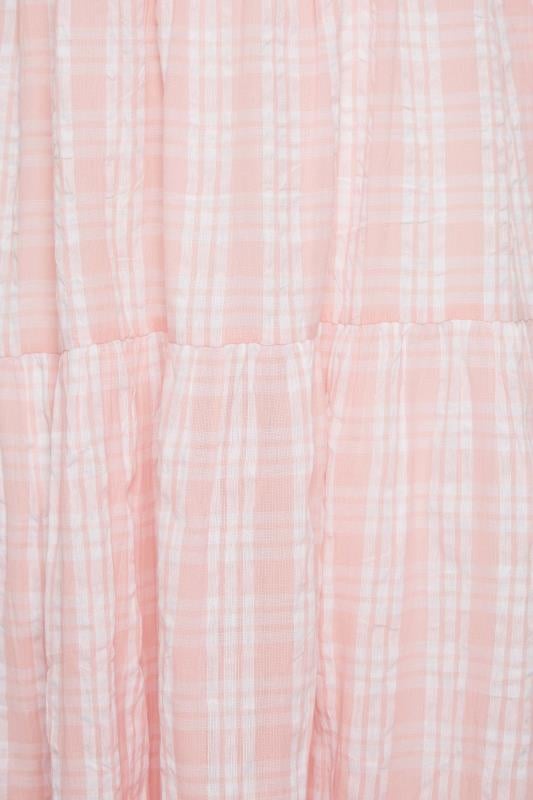 YOURS Curve Pink Check Print Shirred Strappy Sundress