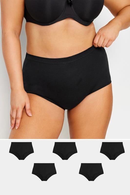 YOURS Curve 5 PACK Black Stretch Full Briefs