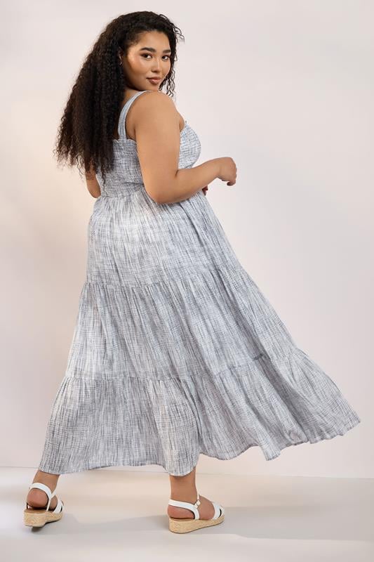 YOURS Curve Blue Tiered Textured Sundress
