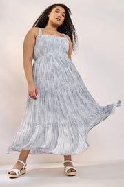 YOURS Curve Blue Tiered Textured Sundress