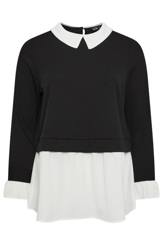 YOURS Curve Black & White 2-In-1 Top