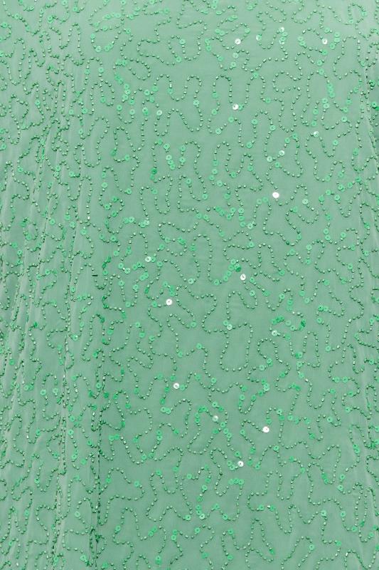LUXE Curve Green Sequin Hand Embellished Cape Dress