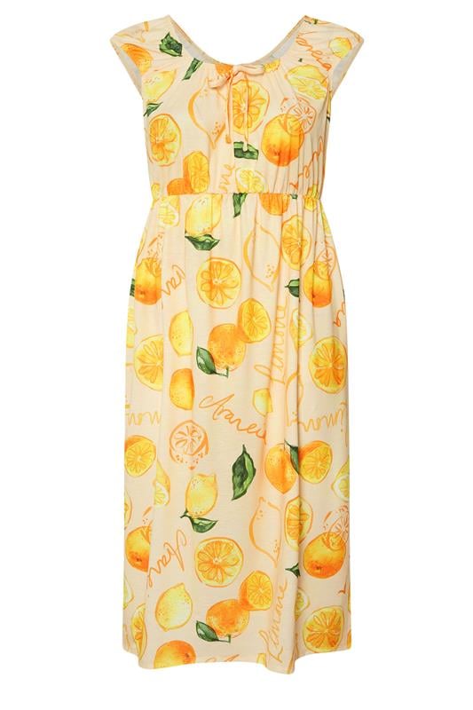 LIMITED COLLECTION Curve Yellow Lemon Graphic Bow Front Midi Dress