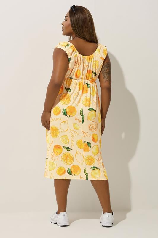 LIMITED COLLECTION Curve Yellow Lemon Graphic Bow Front Midi Dress