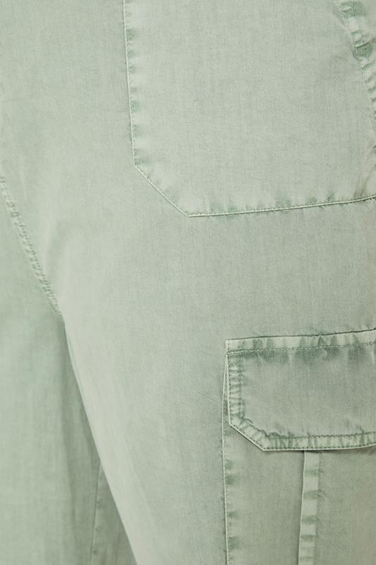 YOURS Curve Sage Green Cotton Cropped Cargo Trousers