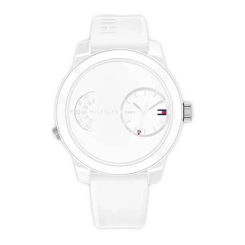 Tommy Hilfiger Men's Watch Denim Sport Dual Time White 1791558