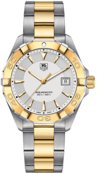 Aquaracer Quartz White Dial Two Tone Steel Strap Watch for Men - WAY1120.BB0930